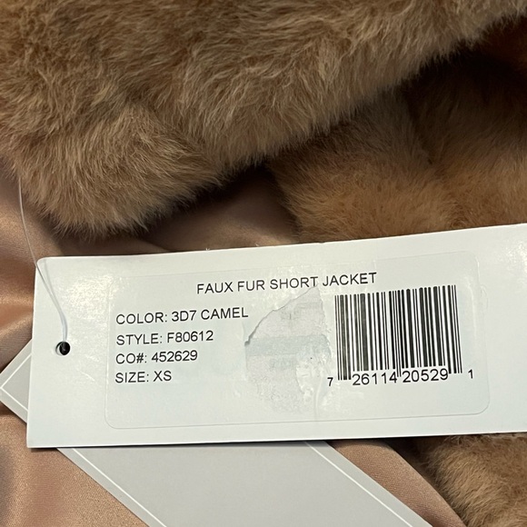 French Connection Camel Teddy Jacket, NWT, Vegan Fur Coat, XS - Picture 13 of 13